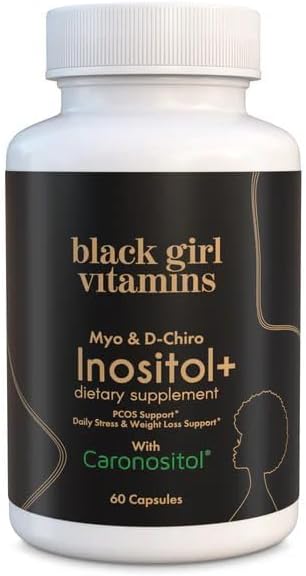 Black Girl Vitamins Inositol Supplement 2000mg Myo + 50mg D-Chiro Vegan Capsules to Support Hormone Balance Healthy Ovarian &amp Menstrual Wellness 60 Count