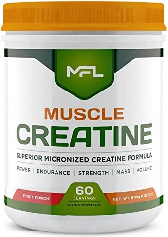 MFL Muscle Creatine | 3 Forms of Micronized Creatine | 10g | 0 Sugar | Sweetened with Stevia | All-Natural | 60 Servings (Fruit Punch)