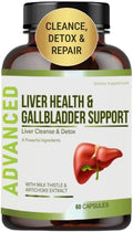 Liver Health Formula and Gallbladder Support-Liver Cleanse Detox &amp Repair to Support Liver Renew with Artichoke Extract Milk Thistle Dandelion Leaf. Liver Detox Supplements for Liver Support.