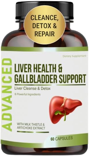 Liver Health Formula and Gallbladder Support-Liver Cleanse Detox &amp Repair to Support Liver Renew with Artichoke Extract Milk Thistle Dandelion Leaf. Liver Detox Supplements for Liver Support.