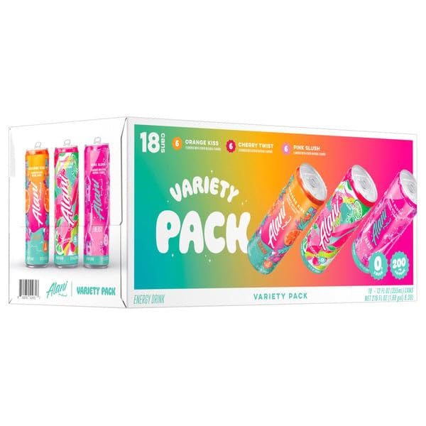 Alani Energy Drink Sugar Free - Variety Pack - Summer Splash Edition 6 Cans Per Flavor 12 FL Oz Per Can 3 Flavors: Orange Kiss Cherry Twist Pink Slush (18 Count)