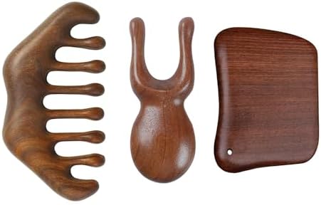 Wood Gua Sha Massage Tools SetScraping Scalp Massage Comb Wooden Gua Sha Scraping Tools3 Pieces.