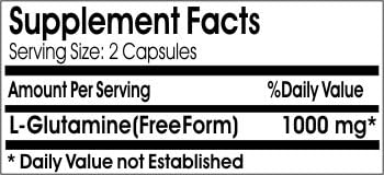 L-Glutamine 1000mg ~ 200 Capsules - No Additives ~ Naturetition Supplements
