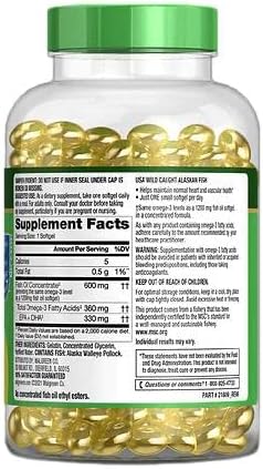Finest Nutrition Half-the-Size Fish Oil 1200 mg Softgels 200 ea