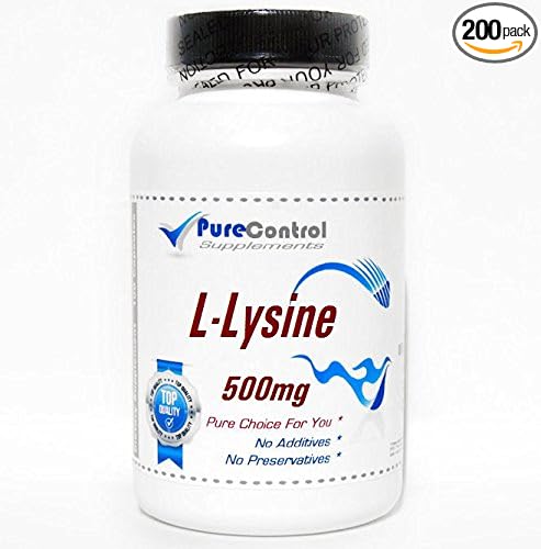 L-Lysine 500mg // 200 Capsules // Pure // by PureControl Supplements