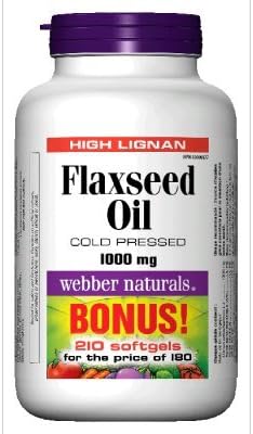 Webber Naturals Flaxseed Oil Cold Pressed 1000 mg 210 Softgels Bonus