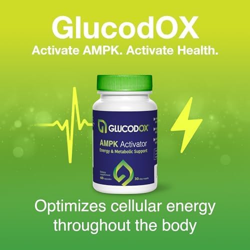 GlucodOX AMPK Activator Supplement – AMPK Enzyme Metabolism Booster Guggul Supplement for Body Management &amp Longevity – Vegan Metabolic Support - 30 Day Supply (60 Capsules)