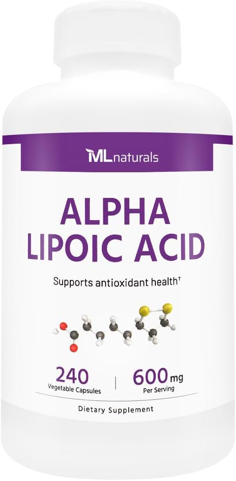 ML Naturals Alpha Lipoic Acid 600mg (Per Serving) – 240 Vegetable Capsules – Supports Digestion &amp Absorption – Non-GMO &amp Gluten-Free