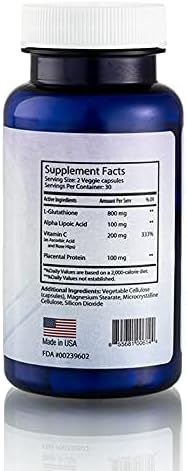 Relumins Advanced White Glutathione Capsules - Max Strength Brightening Supplement with ALA Placenta Rose HIPS &amp Vitamin C - Fights Oxidative Stress Supports Collagen &amp Made in USA - 3 Bott