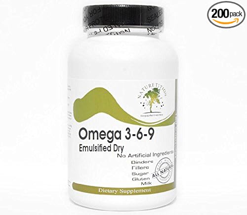 Omega 3-6-9 Emulsified Dry ~ 200 Capsules - No Additives ~ Naturetition Supplements