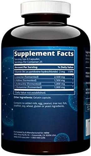 MRM Nutrition BCAA+ Muscle Recovery 6000 mg - for Women and Men - 6g of Amino Acids per Serving Recovery Supplement Complex with L-Glutamine Vegan Gluten-Free - 25 Servings