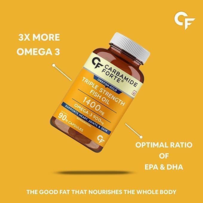 Generic Triple Strength Fish Oil 1400mg with Omega 3 900mg - 90 Softgel Capsules for Men &amp Women
