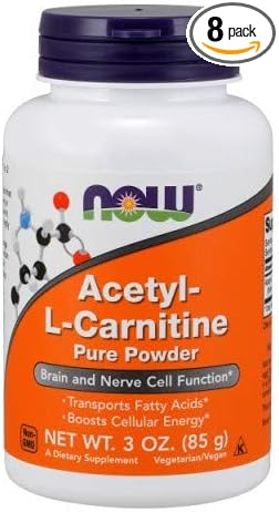 Acetyl-L Carnitine PURE POWDER Powder 3 OZ by Now Foods (Pack of 8)