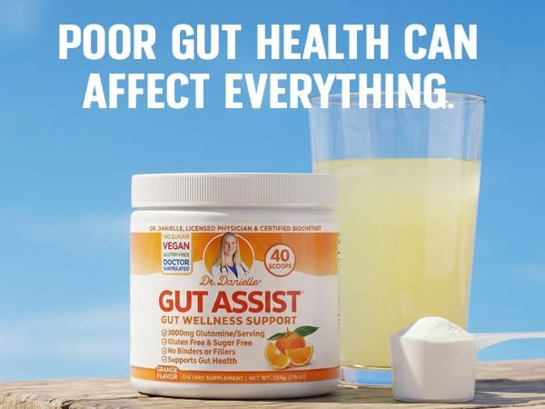 Leaky Gut Support Powder | L-Glutamine Gut Lining Formula | Gut Assist by Dr. Danielle Orange Flavor