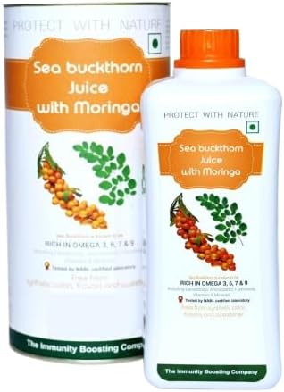 250Ml (8.45 Fl Oz) Sea Buckthorn Ju.ice with M'oringa | Omega 3 6 9 | 50 Serves | Sea Buckthorn Pu.lp 1Pack