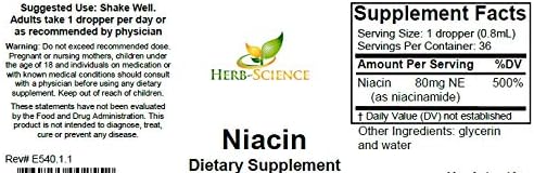 Liquid Vitamin B3 (Niacin) Drops 1 fl oz (36 Servings) – Liquid Niacin Supplement for Cellular Energy &amp Metabolism Support Alcohol-Free Cobalt Blue Glass Bottle
