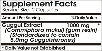 Guggul Standardized Extract 1000mg // 200 Capsules // Pure // by PureControl Supplements