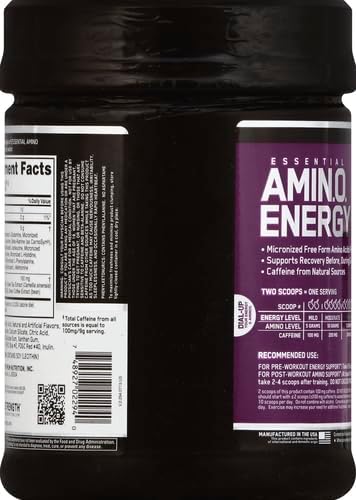 Optimum Nutrition Amino Energy - Pre Workout with Green Tea BCAA Amino Acids Keto Friendly Green Coffee Extract Energy Powder - Concord Grape 65 Servings (Packaging May Vary) (Pack of 6)
