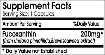 Fucoxanthin 200mg // 100 Capsules // Pure