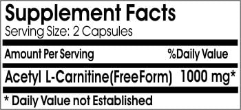 Acetyl L-Carnitine 1000mg ~ 200 Capsules - No Additives ~ Naturetition Supplements