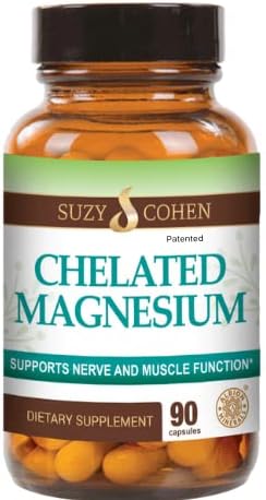 Chelated Magnesium Capsules 45 Servings - Supports Nerve and Muscle Function - 90 Capsules - by Suzy Cohen RPh