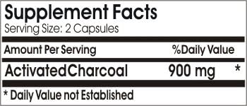 Activated Charcoal 900mg // 90 Capsules // Pure // by PureControl Supplements