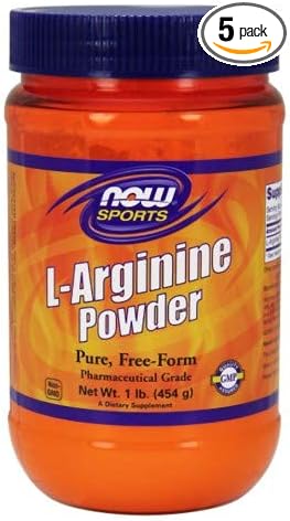 L-Arginine Powder POWDER 1 Lb by Now Foods (Pack of 5)