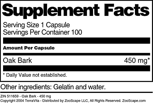 Oak Bark - 450 mg (100 Capsules ZIN: 511659) - 3 Pack
