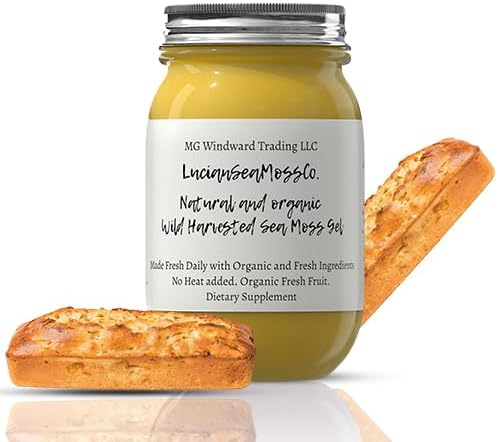 Banana Bread Sea Moss Gel Certified Wild Harvested Organic Fresh Irish Sea Moss Gel | Immune and Digestive Support | Vitamin Mineral Antioxidant Supplements | (16oz. Banana Bread)