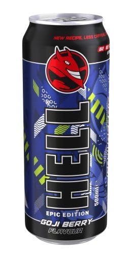 HELL Energy Drink | +20% More Caffeine | Vitamins B2 B3 B6 B12 C &amp D | No Preservatives | Environmentally Friendly Packaging | 12 x 500 ml | Compatible with HELL Energy