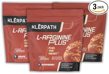 L-Arginine Plus Powder with 5110 mg L-Arginine and 1010 mg L-Citrulline - Nitric Oxide Supplement for Blood Flow and Circulation - Grape Lemon Lime Raspberry 13.4 Ounces Each - 3 Pack