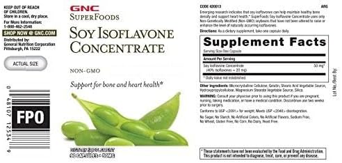 GNC SuperFoods Soy Isoflavone Concentrate 90 Capsules Supports for Bone and Heart Health
