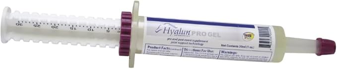 Hyalogic Hyalun PRO Gel – Hyaluronic Acid Horse Joint Supplement – Pre &amp Post Event Booster – 30cc Equine Syringe Oral – 3 Full Administrations Hyalun 100mg Pure Hyaluronic Acid (HA)