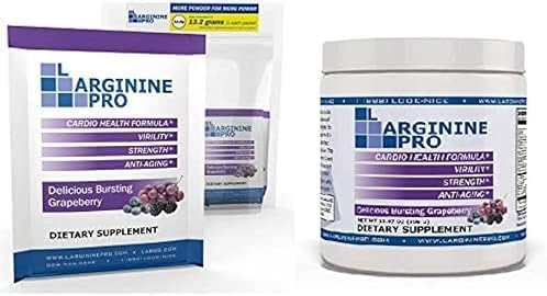 L-ARGININE PRO 2-Pack 1 Grape Jar and 30 Single Serve Packs That are Great Tasting! | Blood Flow | Pre-Workout Drink | with Vitamins C B6 B12 K &amp More