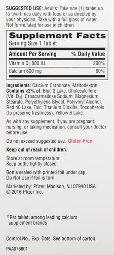 Caltrate 600 Plus D3 Calcium and Vitamin D Supplement Tablets Bone Health Supplements for Adults - 60 Count (Pack of 4)