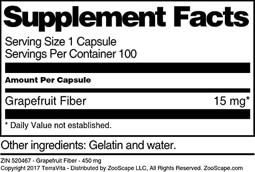 Grapefruit Fiber - 450 mg (100 Capsules ZIN: 520467)