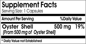 Oyster Shell 500mg // 200 Capsules // Pure // by PureControl Supplements
