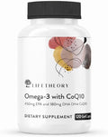 LIFETHEORY Omega-3 with CoQ10 | 450mg EPA &amp 180mg DHA per Serving | Fish Oil Dietary Supplement | with Coenzyme Q10 | 120 Softgels