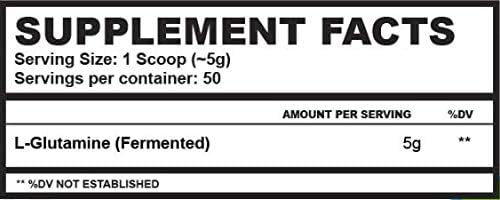 BioHealth Nutrition L-Glutamine | 250g Unflavored Glutamine | 50 Servings | Vegan | Non-GMO | Muscle Recovery | Gut Health | Immune System Support