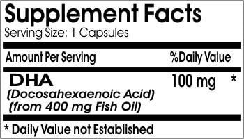 DHA Fish Oil (Emulsified Dry) 100mg // 200 Capsules // Pure // by PureControl Supplements