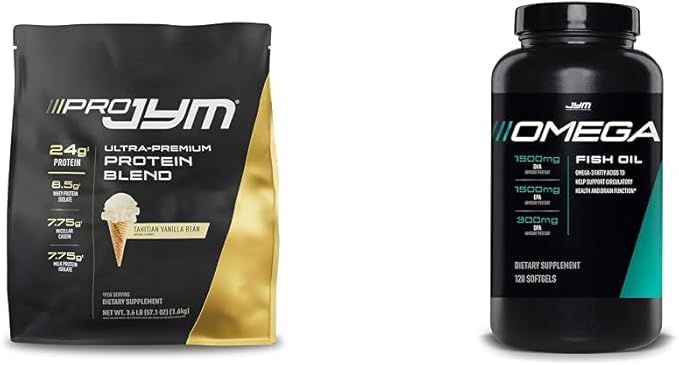 JYM Supplement Science PRO JYM 45 Servings - Tahitian Vanilla Bean &amp mg High Potency Omega 3 EPA DHA DPA for Brain Heart &amp Joint Support 120 Soft Gels