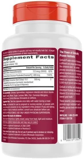 Advanced Strength Cinssulin Cinnamon Chromium Picolinate Vitamin D3 Cinnamon 500 Mg Chromium Picolinate 400 Mcg Vitamin D3 500 Iu 200 Capsules + Exclusive Vitamin Guide ADV Home
