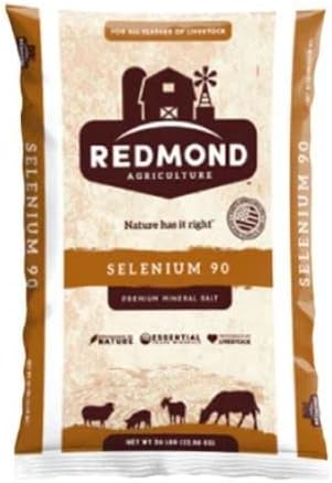 Redmond Selenium 90 Trace Mineral Salt Bag Feed Supplement for Beef Cattle 50 lbs