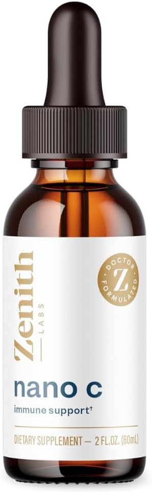 Zenith Labs Liquid Vitamin C Drops for Adults - Nano C Natural Immune Support Supplement Vitamin C Liquid Supplement for Stronger Immunity - Nanotechnology Micro C Particles for Fast Absorption