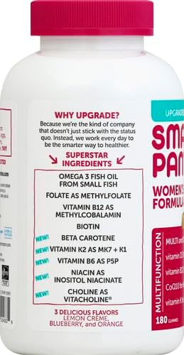 SmartyPants Women's Multivitamin Gummies: Omega 3 Fish Oil (EPA/DHA) Methylfolate CoQ10 Vitamin D3 C Vitamin B12 B6 A K &amp Zinc Inositol Gluten Free (30 Day Supply) 180 Count (Pack of 2