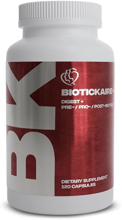 Kaire BioticKaire+ Multi-Action Digestive Enzymes – Probiotics Prebiotics Postbiotics &amp Enzymes – Daily Wellness for Health &amp Support Supplement (120 Capsules)