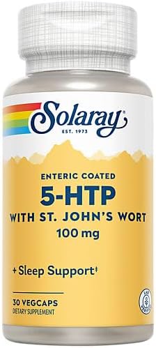 SOLARAY 5-HTP Plus St John's Wort - 30 Enteric-Coated Capsules - 100 mg - 30 Servings