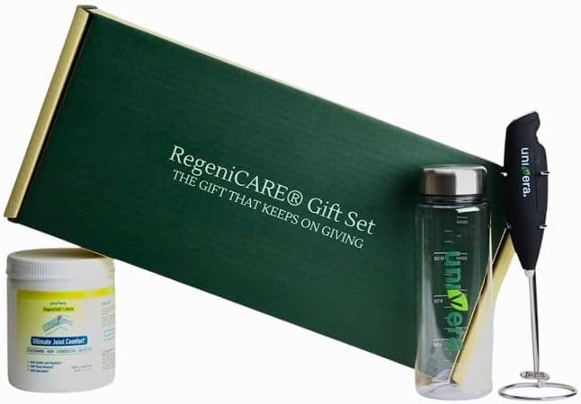 Univera RegeniCARE Gift Set with Bottle and Frother – Joint Support with Glucosamine Univestin MSM Chondroitin – 30 Servings Lemon