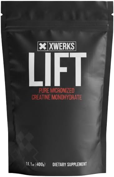 Xwerks Lift Creatine Monohydrate Powder Micronized and Unflavored with 80 Servings 5000mg 5g Per Scoop Highly Soluble Pre Workout Creatine for Women and Men Muscle Power and Training Endurance