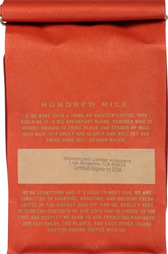 Stumptown Coffee Roasters Medium Roast Organic Whole Bean Coffee - Hundred Mile 12 Ounce Bag with Flavor Notes of Jam and Toffee (Pack of 2)